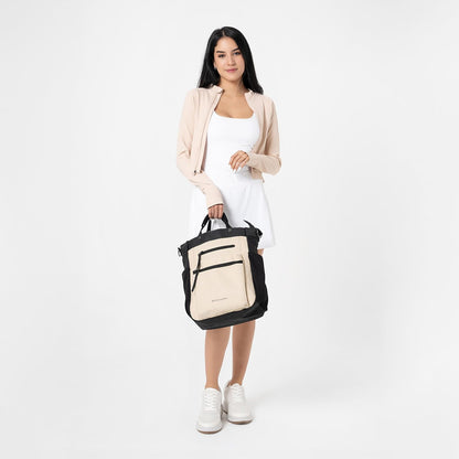 Sherpani Soleil, Anti Theft Convertible Backpack, 3 in 1 Tote Bag, Crossbody Bag, Cross Body Purse, 18L Travel Backpack for Women, RFID Protection, Metal Hardware Fits 13" Laptop (Straw Pro)