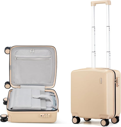 Hanke 16 Inch Underseat Carry On Luggage, Airline-Approved Hard Shell Small Suitcase with Spinner Wheels, Lightweight Tsa Lock Travel Luggage for Short Trips(Cuba Sand)