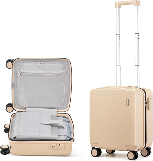 Hanke 16 Inch Underseat Carry On Luggage, Airline-Approved Hard Shell Small Suitcase with Spinner Wheels, Lightweight Tsa Lock Travel Luggage for Short Trips(Cuba Sand)