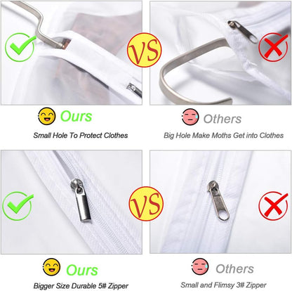 Garment Bag Covers 24''X54'' Lightweight White PEVA Breathable Bags (Pack of 6) with Study Full Zipper for Closet Clothes Storag (24''X55'', White)