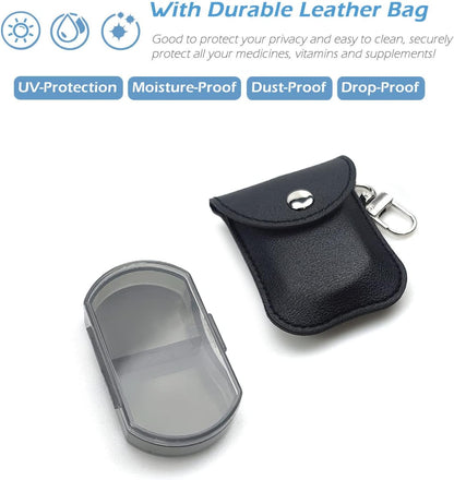 VOFOON 3 Pack Small Pill Organizer, Travel Pill Box for Purse, Keychain Pill Holder, Pocket Pill Container, 2 Times a Day Daily Portable Medicine Vitamin Case, Fish Oil Box, Supplement Box