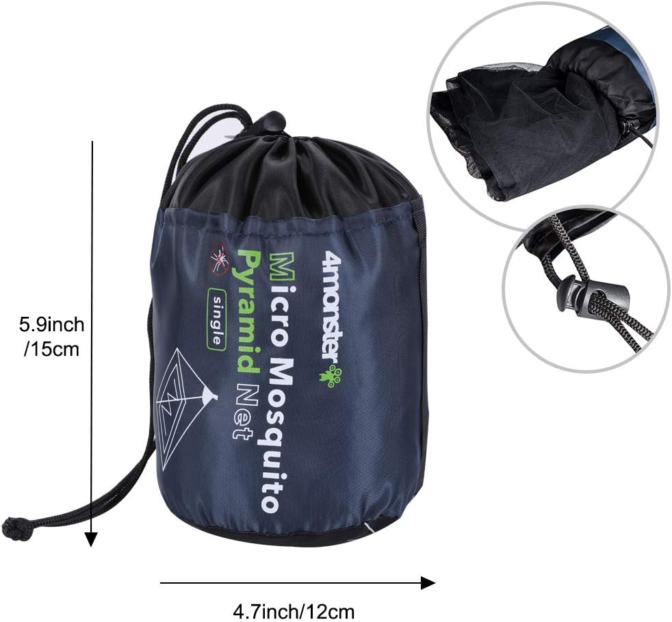 4Monster Camping Insect Net with Carry Bag, Compact and Lightweight, Fits Bed,Sleeping Bags,Tent (Single)