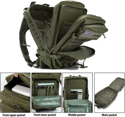 QT&QY 45L Military Tactical Backpacks For Men Camping Hiking Trekking Daypack Bug Out Bag Lage MOLLE 3 Day Assault Pack