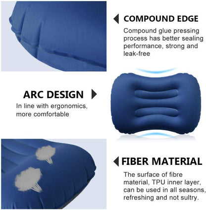 SUNYAO Ultralight Inflatable Camping Pillows - Compressible, Compact, Inflatable, Comfortable, Ergonomic Pillow for Neck & Lumbar Support While Camping,Backpacking,Hiking