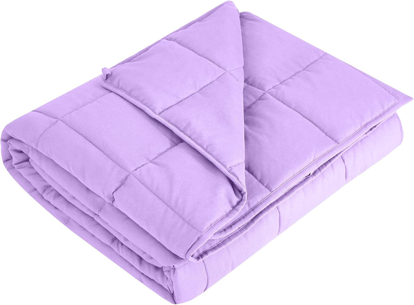 L'AGRATY Weighted Blanket - 48"x72" 15lbs Cooling Breathable Heavy Blanket with Glass Beads for Adult All-Season