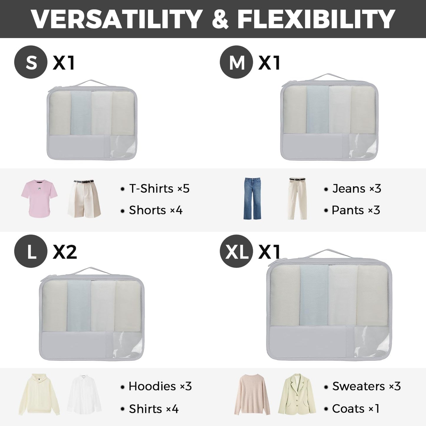 BAGAIL 9 Set Packing Cubes Luggage Packing Organizers for Travel Accessories