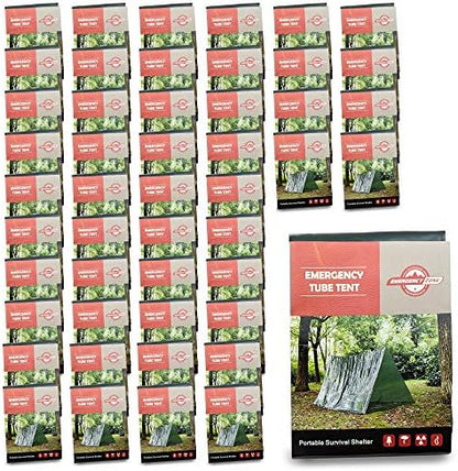 Emergency Zone Reflective & Green Survival 2 Person Tube Tents. Available in 1, 2, 3, 48 Packs. (Green, 48)