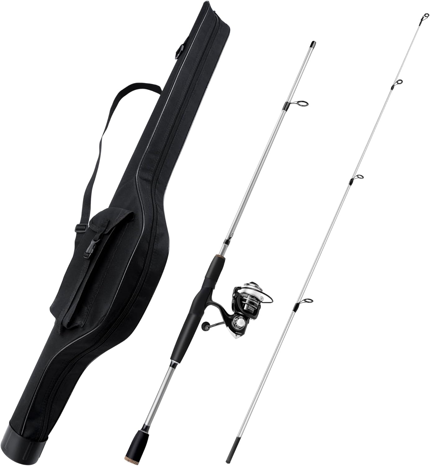 2-Piece Fishing Rod and Spinning Reel Combos with Lures Set Fishing Bag Portable Fishing Rod Kit for Saltwater Freshwater Travel Fishermen Gift