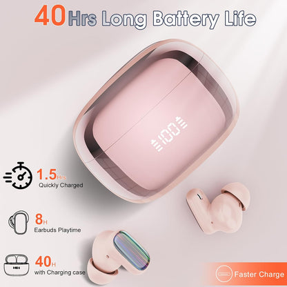 AI Language Translator Earbuds Real Time, 164 Language/6 Translation Modes Translator Earbuds 3-in-1 Translation Headphones, Bluetooth 5.4 Translation Device for Travel Business Learning, Rose Gold