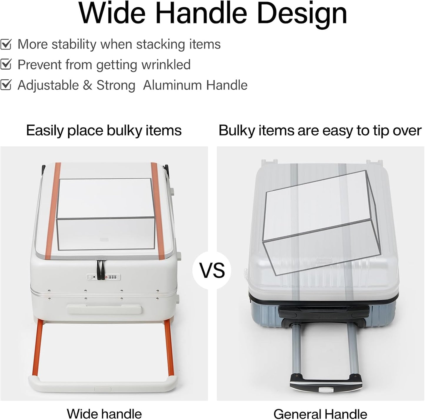 Hanke Top Opening Carry On Luggage, 20 Inch Zipperless Aluminum Frame Wide Handle Luggage, All-PC Hard Shell Trunk Suitcase with Spinner Wheels, TSA Airline Approved (Smoke White, 40L)