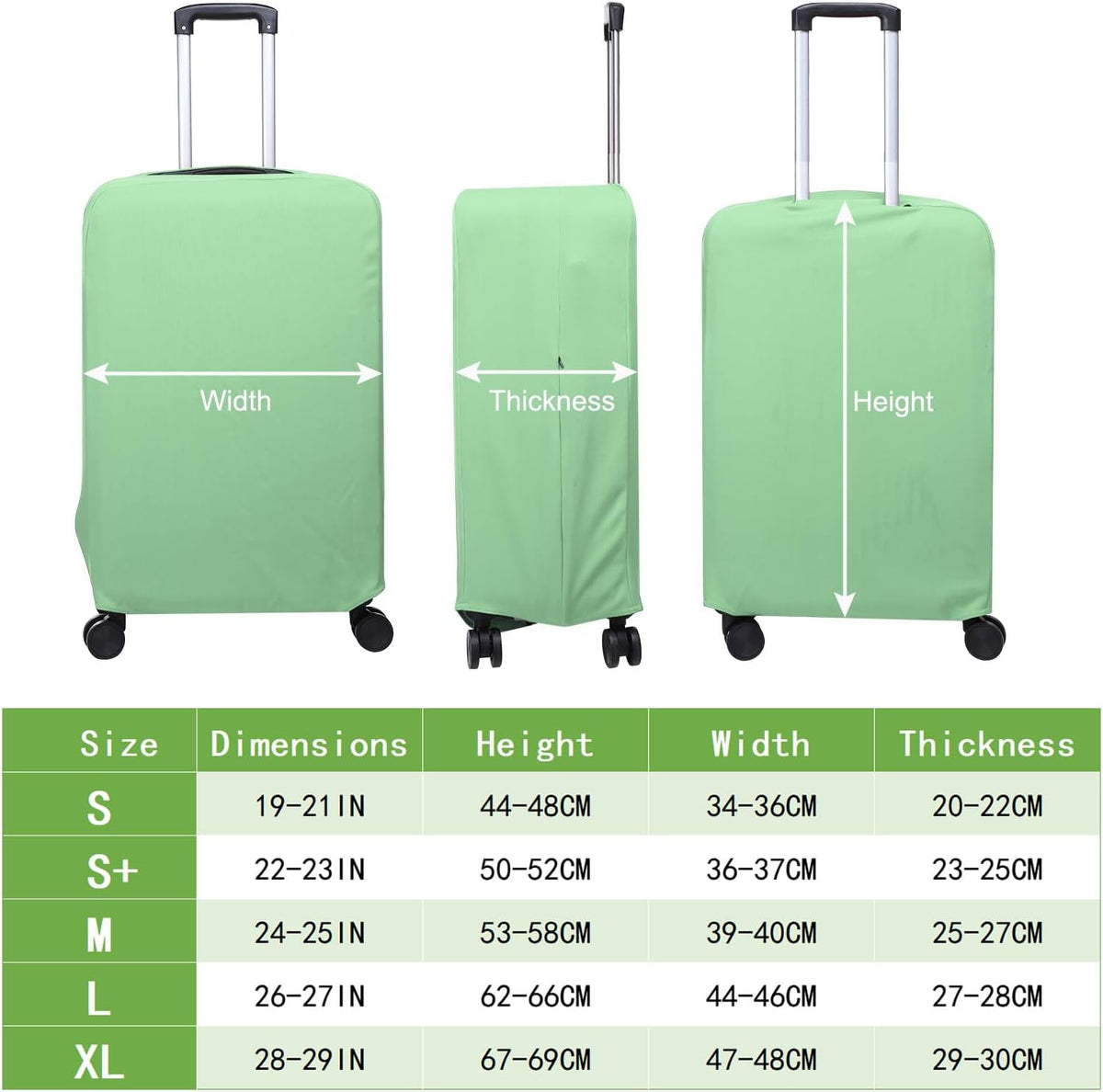 PATIKIL Luggage Cover, Suitcases Covers Elastic Carry on Cover Protector Washable Scratch-Resistant Fits 19-21 Inch Luggage for Travel Business Trips, Light Green