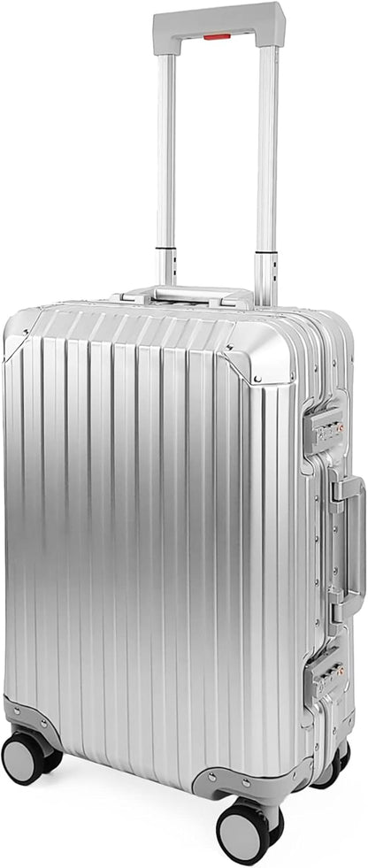 All Aluminum Luggage Suitcase 3 Sizes (20",26",29") TSA Lock Carry On Silver, Gray, Gold, Black with Cover (Silver, 20" Carry on)