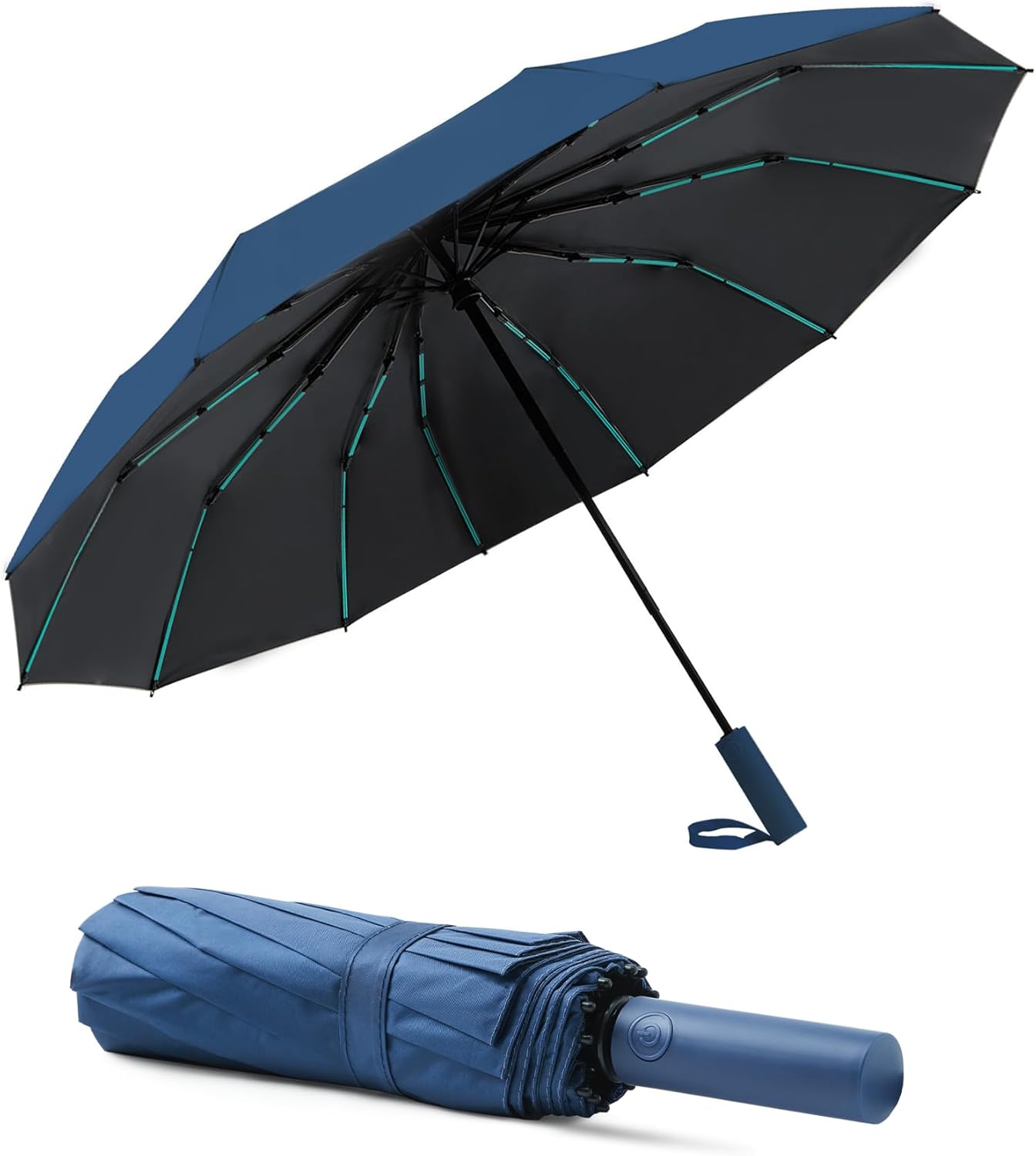 Large Double-Ribs Umbrella Automatic Folding Umbrella for Women Men, Travel, UPF 50+ UV Protection
