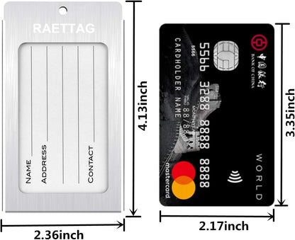 Luggage Tags Metal Suitcase Tags Travel Bag ID Identifier Luggage Tag (Silver 2-Pack)