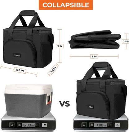 OPUX Soft Cooler Bag, Insulated Collapsible Lunch Cooler Bag for Men Work Camping Beach Travel, Portable Soft Sided Leakproof Waterproof Large Lunch Bag Box with Shoulder Strap 18 Cans, Black