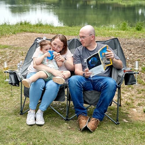 Timber Ridge Double Camping Chair Heavy Duty Outdoor Folding Camp Couch