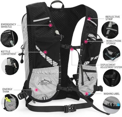 INOXTO Hydration Pack Backpack ，Water Backpack with 2L Leakproof Water Bladder, Running Hydration Vest for Man, Daypack for Cycling Motocross Climbing Trail Running