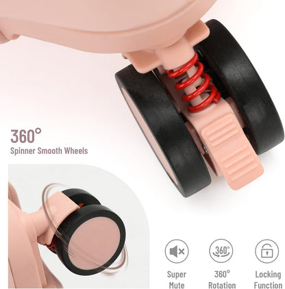 22 Inch TSA Lock Luggage with Seat for Adults and Kids,Check in Lockable Spinner Wheels Suitcase with Seat Belt and Cover (TSA Luggage with Seat Pink)