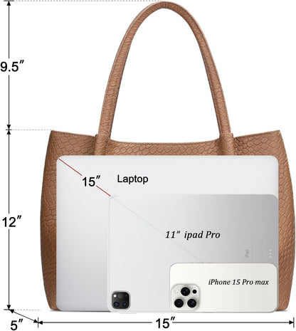 KKXIU Tote Bag for Women Vegan Leather Shoulder Purse Large Capacity Travel Bag