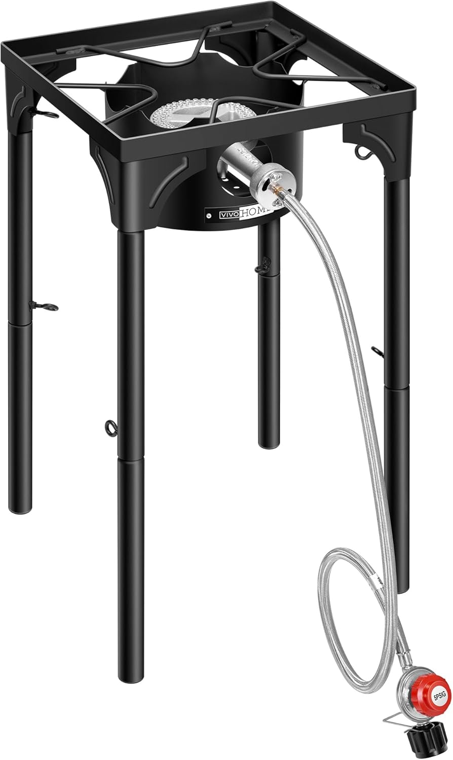 VIVOHOME 100,000 BTU Single Burner Propane Gas Stove, Portable Outdoor Camping Stove with Adjustable Legs, High-Power Cooking Stove for Camping, Backpacking, Backyard, Tailgating