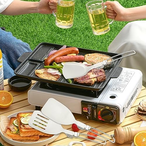 Camping Kitchen Utensil Set, 5Pcs Portable Foldable Stainless Steel Outdoor Cooking Utensil, Practical Folding Soup Ladles Strainer Spatula Kitchen Gear for Outdoor Camping