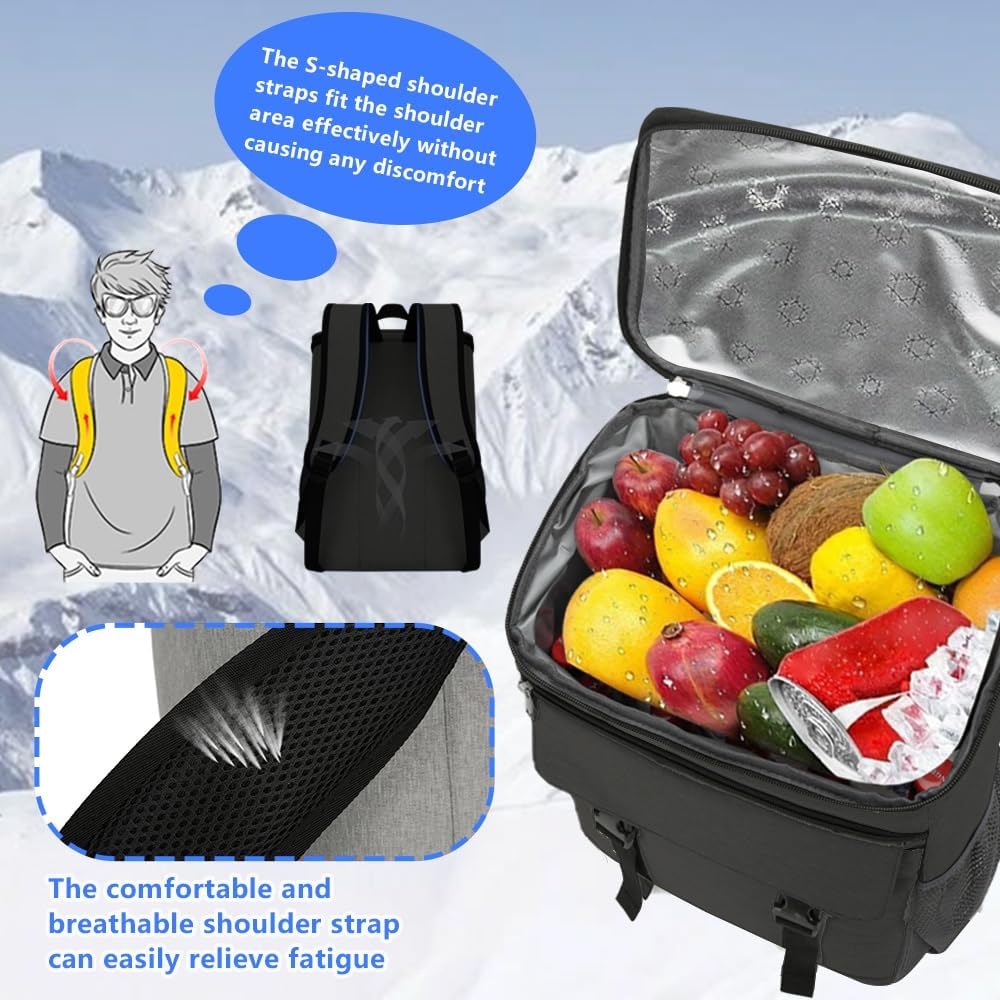 Cooler Backpack, 30 Cans Backpack Coolers Insulated Leak Proof for Men Women, Ice Chest Beach Cooler Bag, Portable Lunch Backpack for Camping Hiking Picnic Travel
