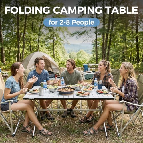 KingCamp 57.4" Oversized Folding Camping Table, Aluminum Roll Up Table