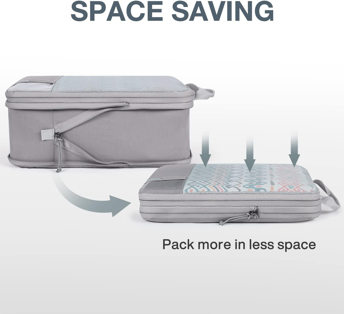 BAGSMART 6 Set Compression Packing Cubes - Lightweight Travel Essentials, Durable Luggage Organizer