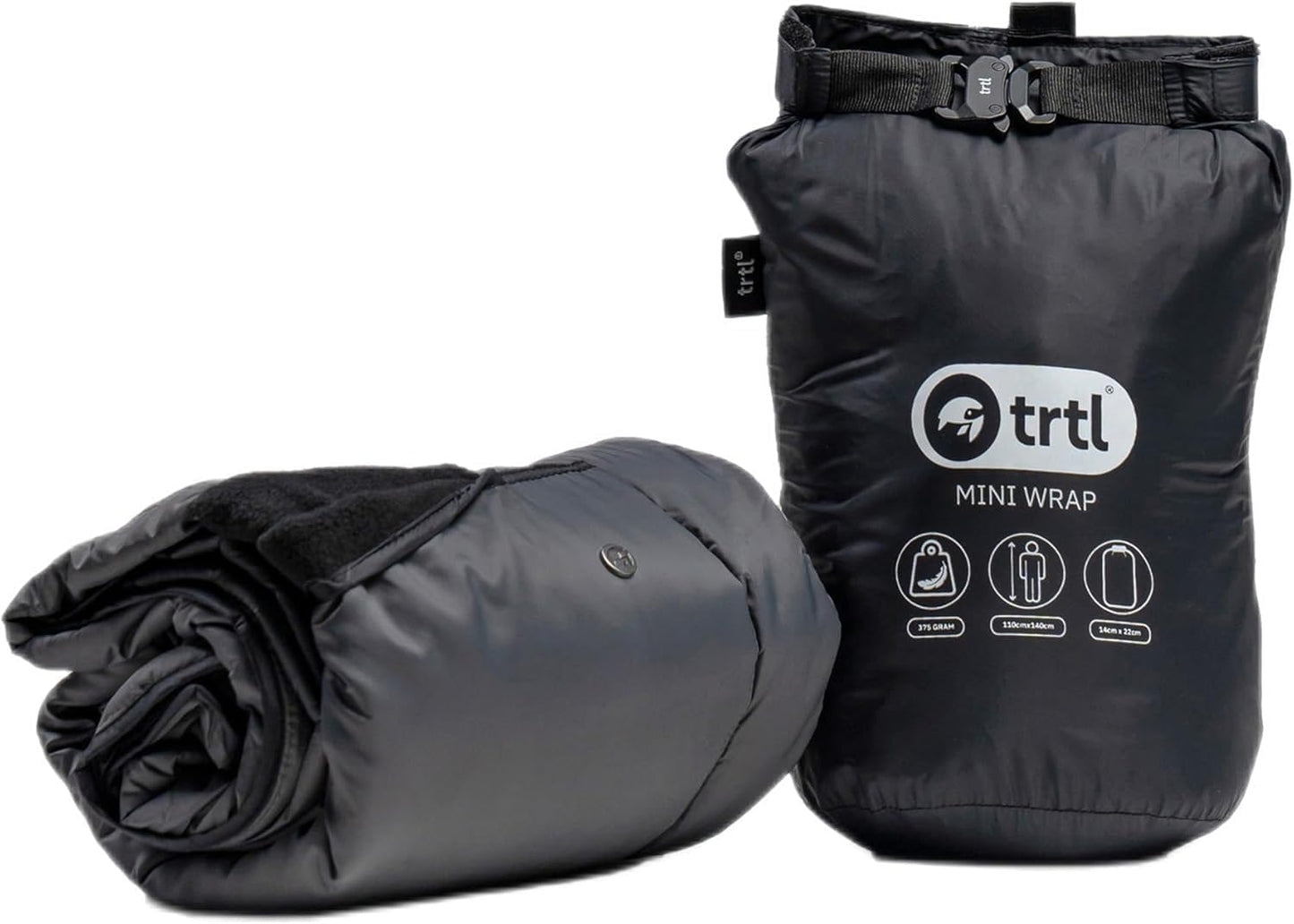 trtl Mini Wrap Compact Travel Blanket - Quilted Insulation - Convenient, Packable Blanket - Comes with Roll-Top Bag - Features a Secure Pocket