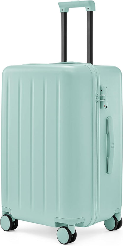 Trunk Luggage 22 Inch, Small Checked Luggage with Double Spinner Wheels, Dry Wet Separate Design, PC Hard Case Suitcase, Lightweight Travel Luggage, TSA Approved (Mint Green, Danube)