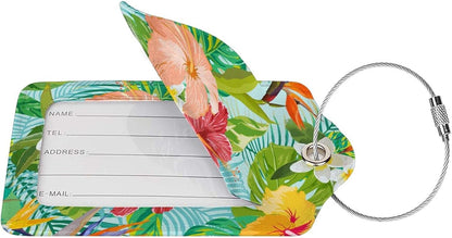 Set of 2 Luggage Tag for Suitcases Tie dye PU Leather Luggage Tag with Full Back Privacy Name ID Card Fun Laggage Tags