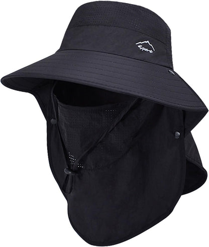 Sun Hat for Men Women with Neck Flap,UPF 50+ UV Protective Hiking Fishing Hats,Wide Brim Sun Hat for Women&Men