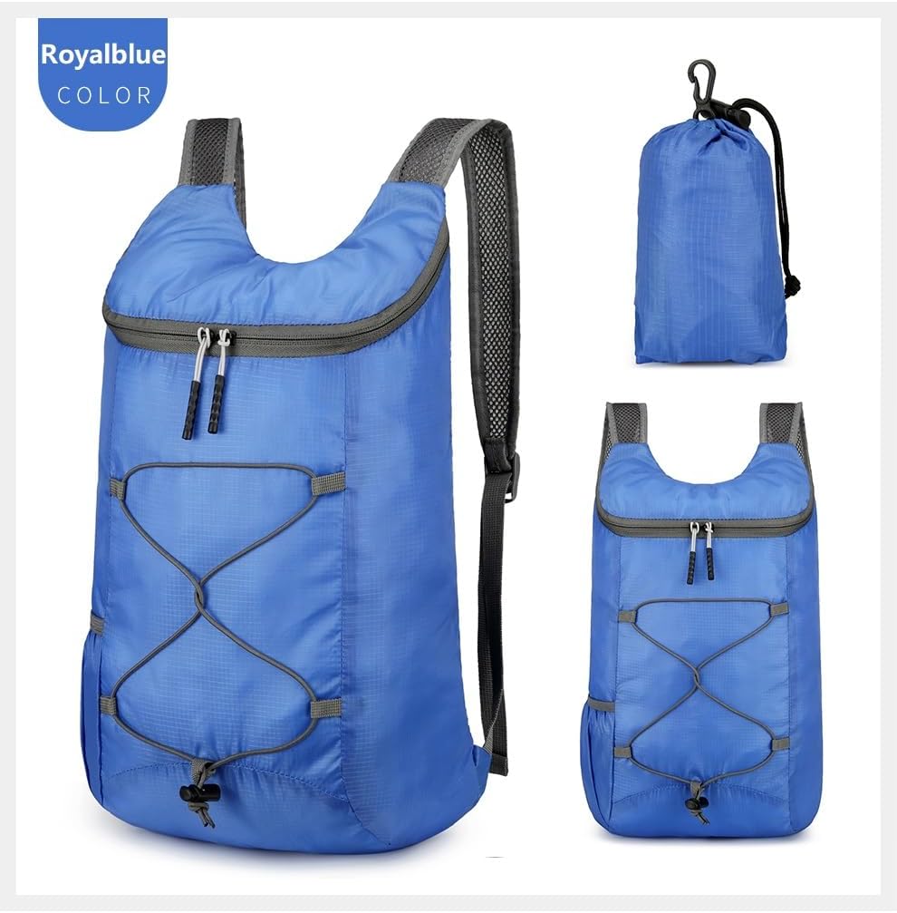 16L Hiking Daypack Lightweight Foldable Travel Backpack Water Repellent Camping Outdoor Packable Easy Carry-on Bag (Royal Blue)