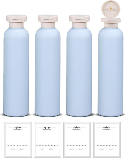 ASEVAT 8.8oz 4pack Refillable Travel Shampoo and Conditioner Bottles, Travel Size containers, Travel Bottle for toiletries, Squeeze Bottles with Flip Cap, Empty Plastic Leak Proof Travel Bottles