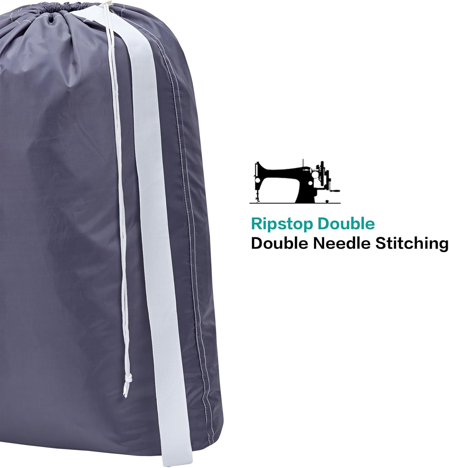 HOMEST 2 Pack XL Nylon Laundry Bag with Strap Machine Washable Large Dirty Clothes Organizer Easy Fit a Laundry Hamper or Basket Can Carry Up to 4 Loads of Laundry Grey