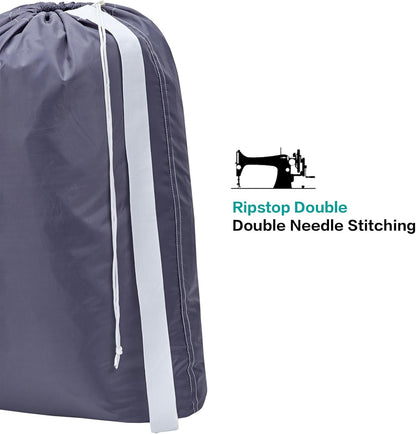 HOMEST 2 Pack XL Nylon Laundry Bag with Strap Machine Washable Large Dirty Clothes Organizer Easy Fit a Laundry Hamper or Basket Can Carry Up to 4 Loads of Laundry Grey