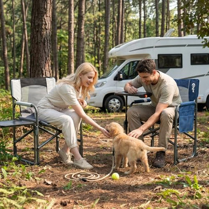 Portal Director Camping Chair with 2-Way Rotating Side Table, 300 lb, Blue