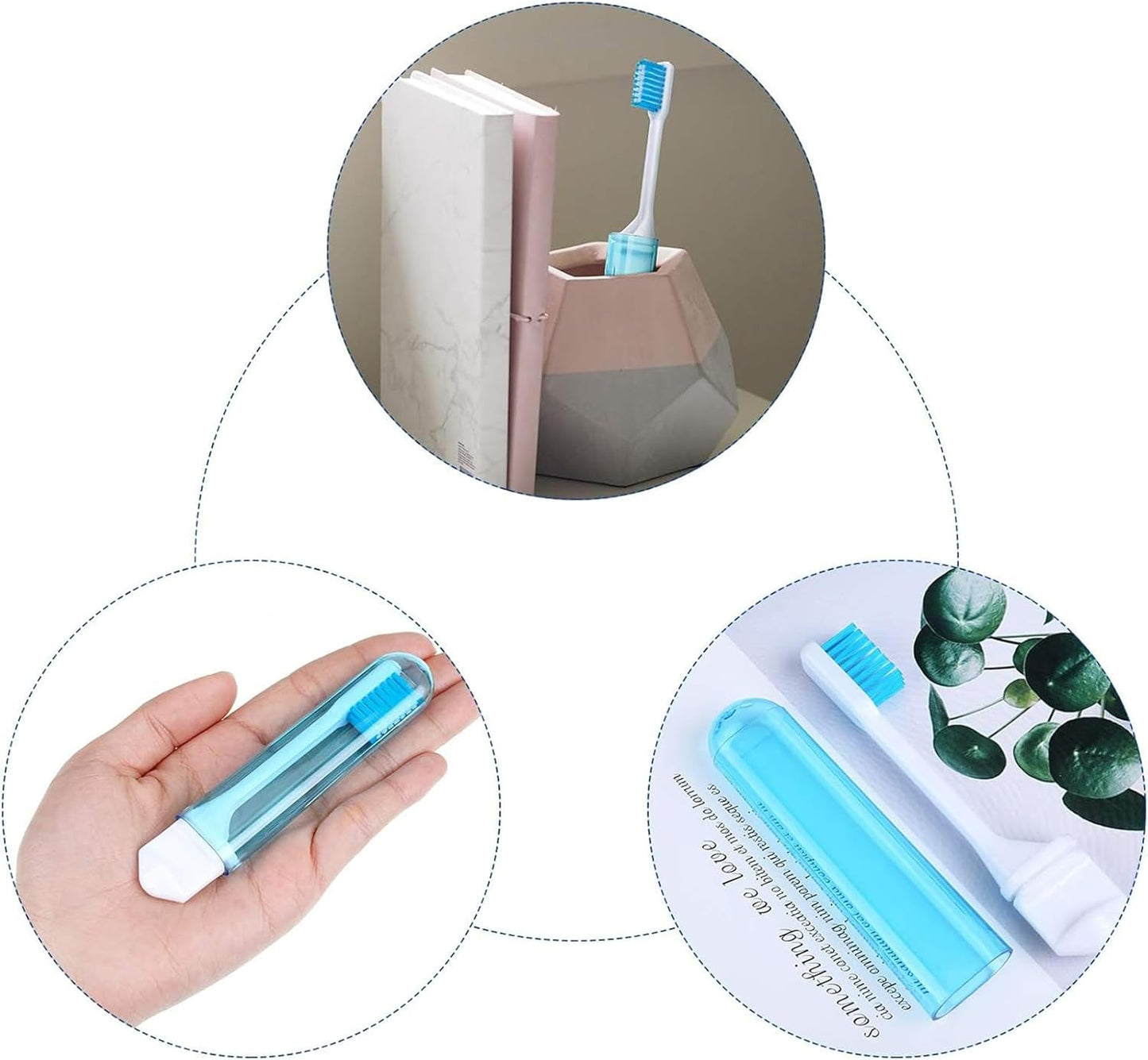 Patelai 2 Pieces Travel Toothbrush Set, Soft Bristle Mini Foldable Tooth Brush with Case, Individually Wrapped Small Portable Travel Size Toiletries Stuff for Camping (Classic Color)