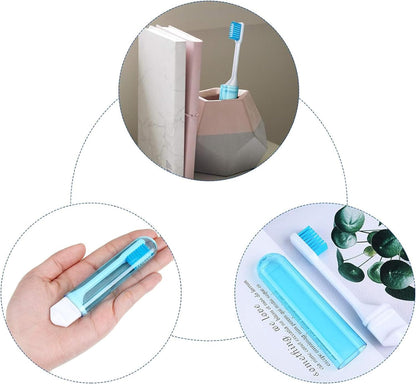 Patelai 2 Pcs Travel Toothbrush Set, Soft Bristle Mini Foldable Tooth Brush with Case, Individually Wrapped Small Portable Travel Size Toiletries Stuff for Camping (Couple Color)