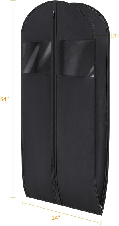 Syeeiex 54'' Space Saving Hanging Garment Bag with Self Compression Zipper(2PCS) - Save 50% Space, Garment Bags for Hanging Clothes with 8'' Gussets, Can Hold 6 Down Coats, 8 Winter Coats or 20 Shirts