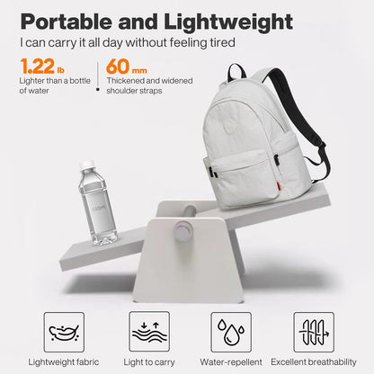 mixi Outdoor Lightweight Backpack Casual Carry On Laptop Backpack Travel Bookbag for Women Men, Water Resistant Durable Small Hiking Bag for Camping Weekender Sports College Work, 15 Inch, Light Gray