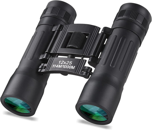 12x25 Compact Binoculars, High Powered Easy Focus Binoculars, Portable Large Eyepiece Binocular for Adults Kids Bird Watching,Opera Concert, Travel, Hiking, Outdoor Scenery, Football Game