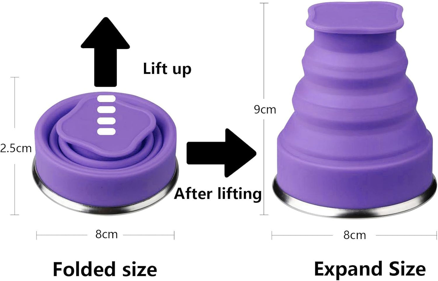 Collapsible Cup - Silicone FoldableCup Expandable Folding Drinking Cups -Reusable Portable Mugs-Cup For Travel, Camping, Hiking, Holiday Vacation, Outdoor Sports
