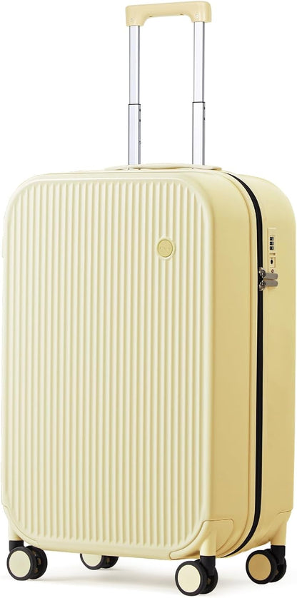 mixi 20 Inch Carry On Luggage PC Hardside Suitcases with Wheels & TSA for Travel Woman Men, Lark Yellow