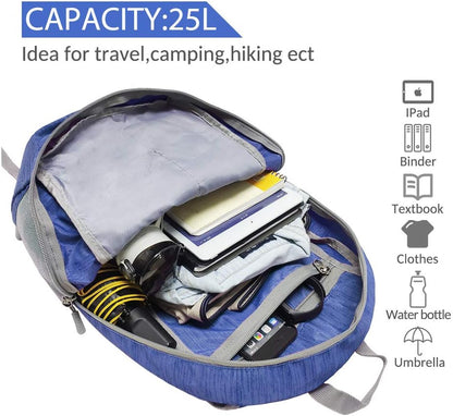 ZOMAKE 25L Ultra Lightweight Packable Backpack, Foldable Hiking Backpacks Water Resistant Small Folding Daypack for Travel(Dark Blue)