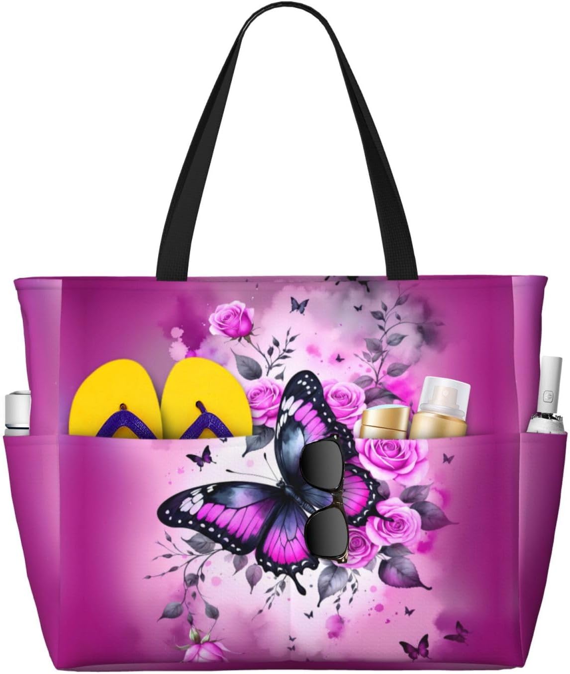 Beach Bag for Women Beach Tote Bag Waterproof Sandproof Large Bags with Zipper Big Capacity for Vacation Travel