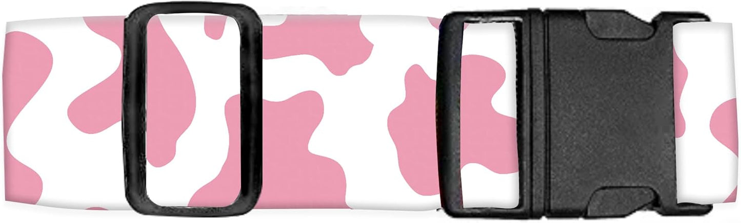 Luggage Straps for Suitcases Travel Belt Accessories, Cute Suitcase Strap, Adjustable Luggage Belt Strap, Heavy Duty with Quick-Release Buckle Luggage Strap Cute Pink Cow Print