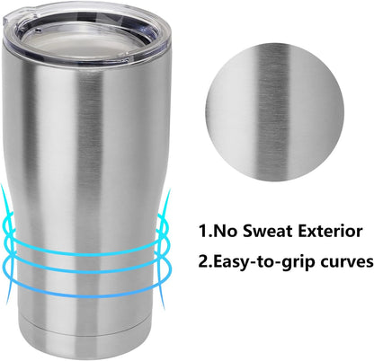 DOMICARE 20oz Tumbler with Lid Stainless Steel Tumblers Bulk, Double Wall Vacuum Insulated Coffee Travel Mug, 8 Pack Stainless Steel