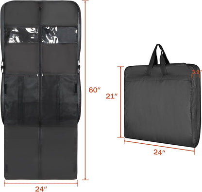 Univivi 60 '' Foldable Extra Long Dress Garment Bag, Premium Breathable & Tear-resistant Hanging Dress Cover for Travel and Closet Storage with Mesh Shoe Pocket and 2 Carry Handles