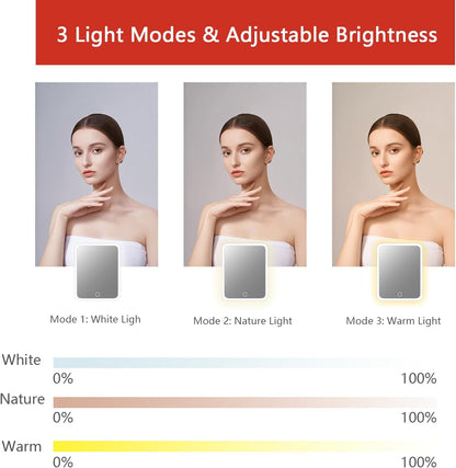 Makeup Bag with Led Mirror,Travel Makeup Organizer with 3 Color Setting, Portable Storage and Adjustable Dividers Travel Makeup Bag(red)